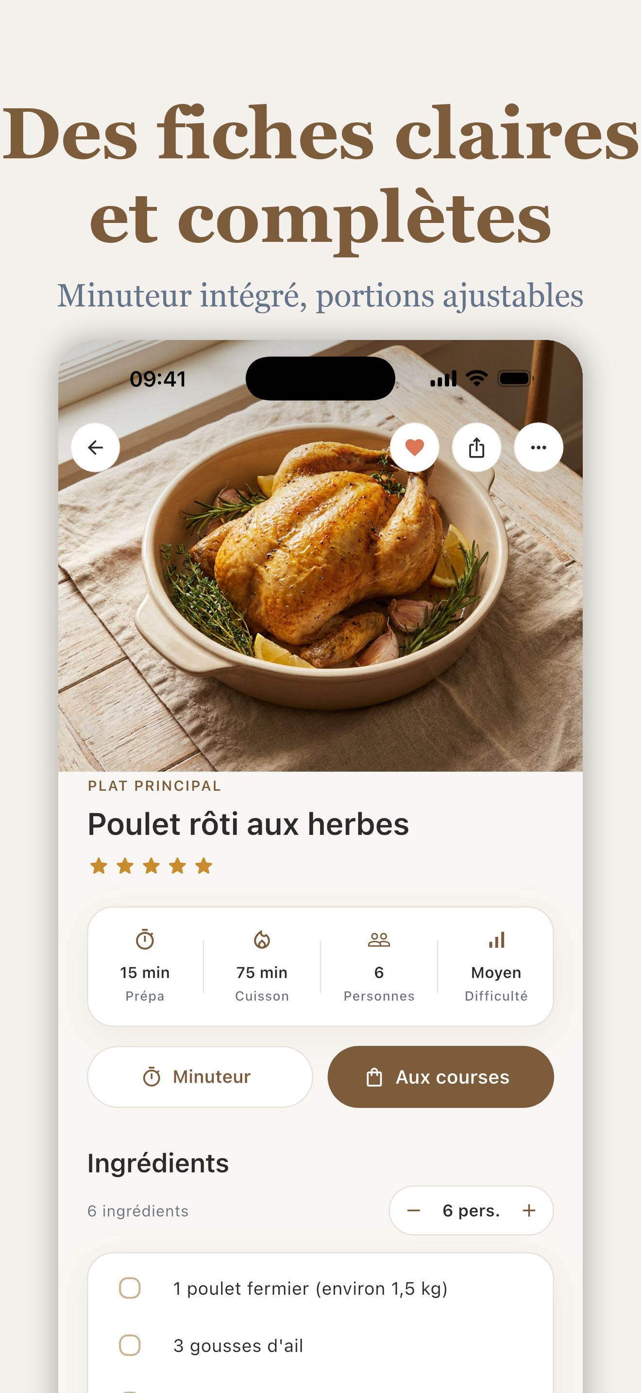 Détail d'une recette dans Cannelle