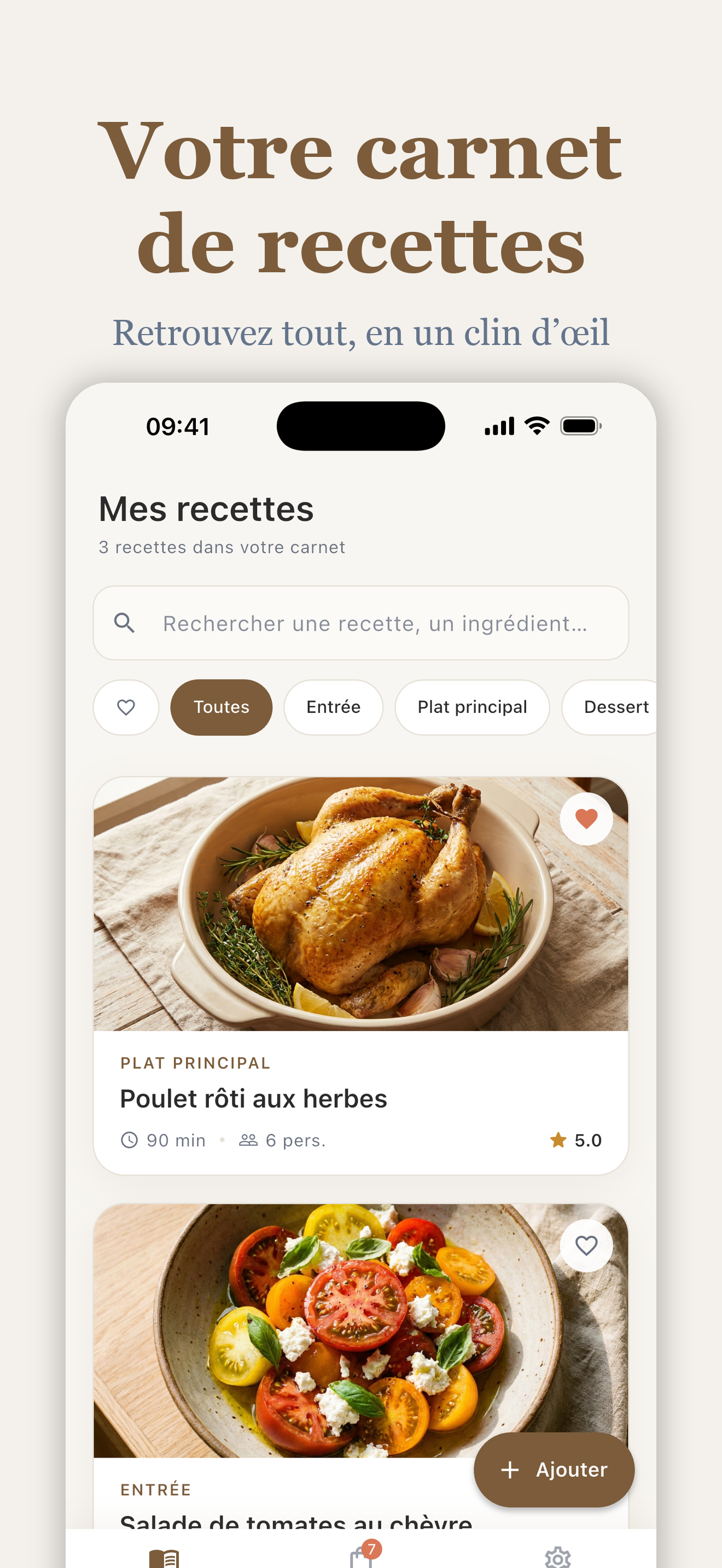 Écran d'accueil de l'app Cannelle